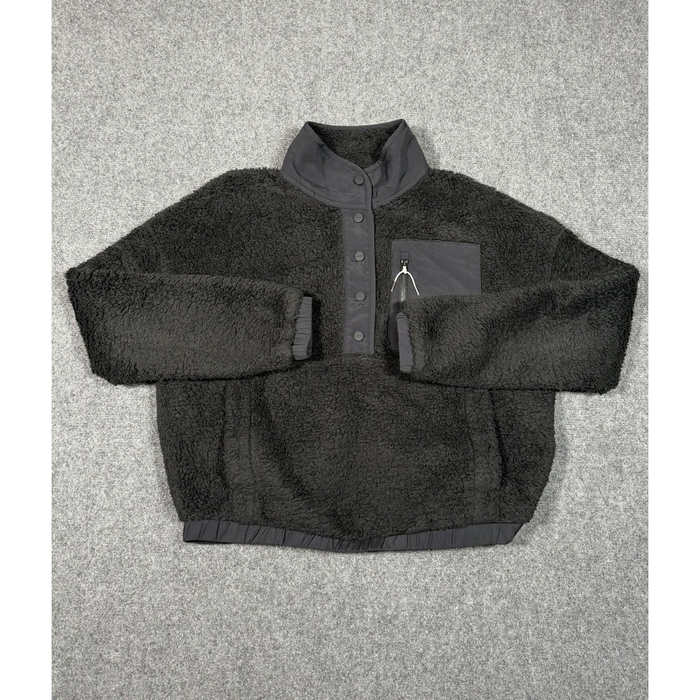 Vuori Cozy Sherpa Popover Womens XS Black Fleece Snap Pullover VW549